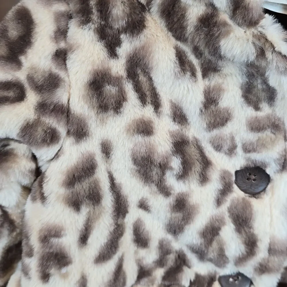 Leopard Faux Fur Coat with Hood